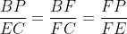 \frac{BP}{EC}=\frac{BF}{FC}=\frac{FP}{FE}
